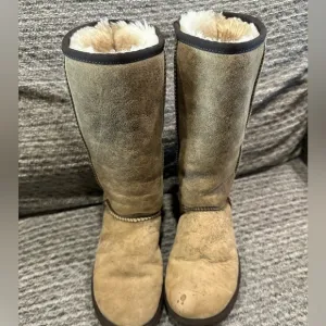 UGG Distressed SuedeLeather Classic Tall Womens Boots, Size6