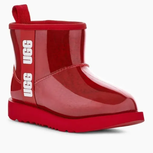 UGG girl's clear classic red mini boots