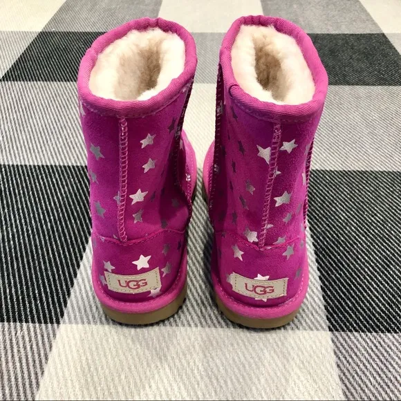 Ugg Girl’s Pink Suede Star Boots New 4
