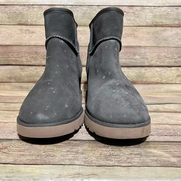 Ugg Grey Suede Classic Femme Mini Wedge Boots