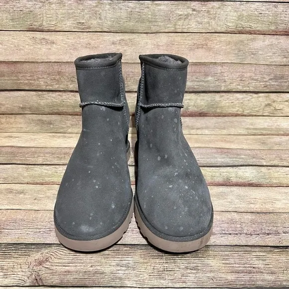 Ugg Grey Suede Classic Femme Mini Wedge Boots