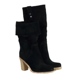 Ugg Josie Suede Leather Black Convertible Tall Heel Pull-On Boots Size 9