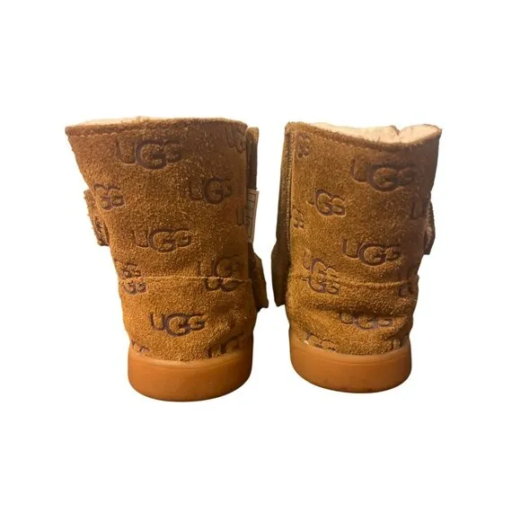UGG  Keelan Embossed Logo Toddler Brown Slip-On Boots Size 7 1129075T Unisex