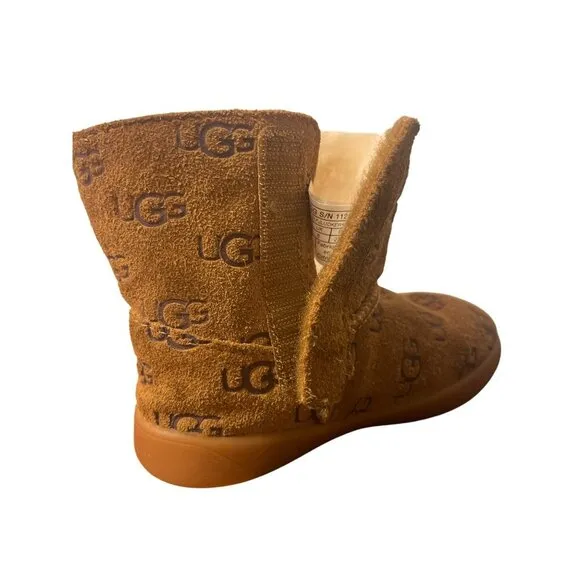 UGG  Keelan Embossed Logo Toddler Brown Slip-On Boots Size 7 1129075T Unisex