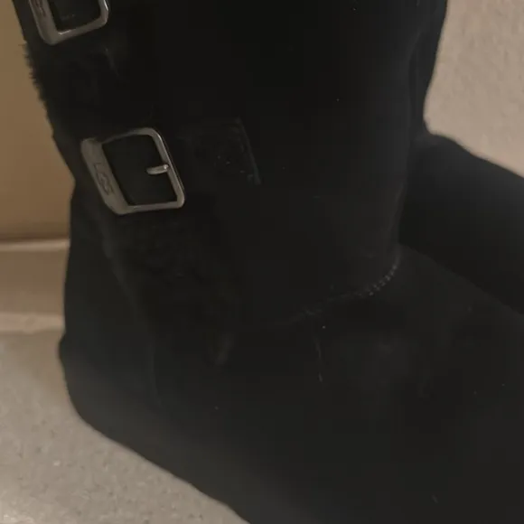 UGG Klea Buckle Tall Black Suede Boots‎ Size 8