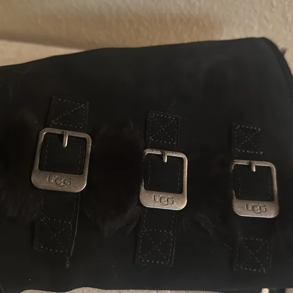 UGG Klea Buckle Tall Black Suede Boots‎ Size 8