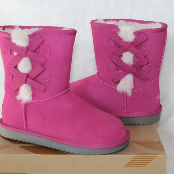 UGG KOOLABURRA CLASSIC‎ SUEDE FUR BOW BOOTS PINK