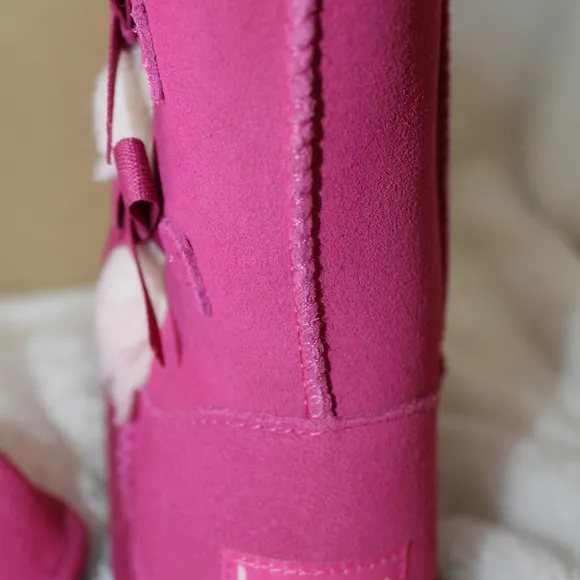 UGG KOOLABURRA CLASSIC‎ SUEDE FUR BOW BOOTS PINK