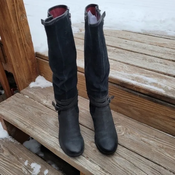 UGG Lesley Tall Leather Wedge Boots.