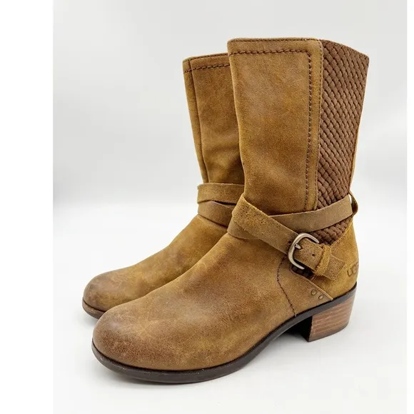 UGG Lula Mae Women’s Leather Boots Tan Brown Size 7