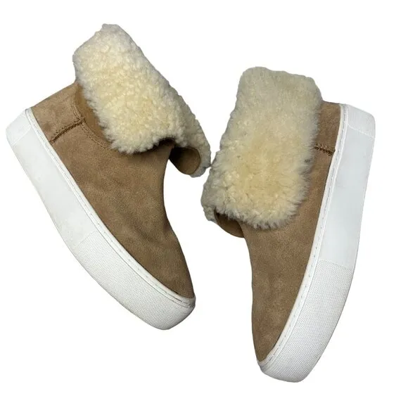 UGG Lynus High-Top Platform Sneaker Boots in Cognac Tan Suede 1123692 Size 5