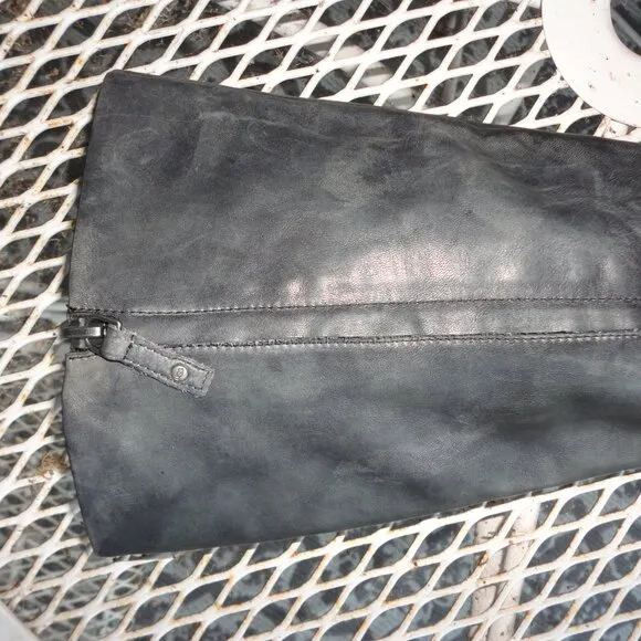 UGG Marbled Black Leather &quot;Kendrick&quot; Zip Up Wedge Heel Knee High Boots Sz 7