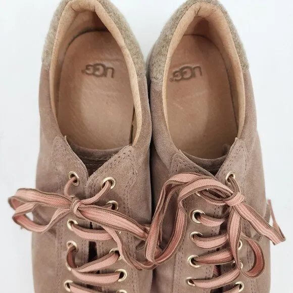 UGG Milo Suede Leather Taupe Fashion Sneakers Women's Shoes Low Top 9.5