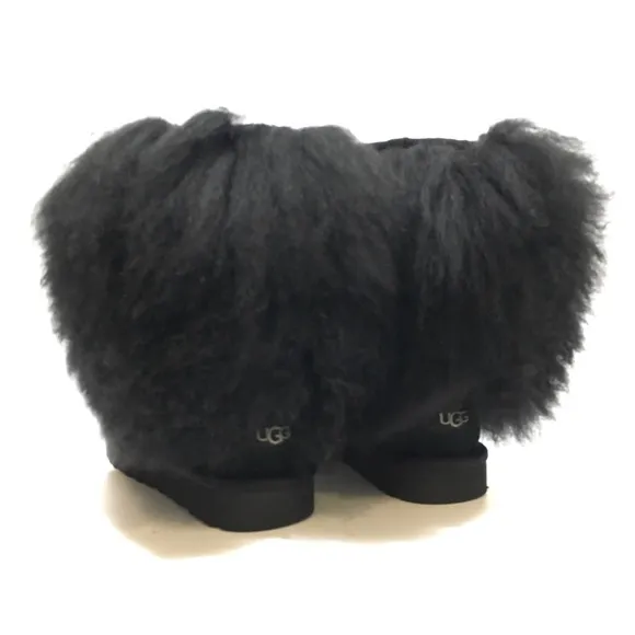 UGG MONGOLIAN CLASSIC SHORT SHEEPSKIN CUFF BOOTS -BLACK SUEDE -WOMENS US 5 -NEW
