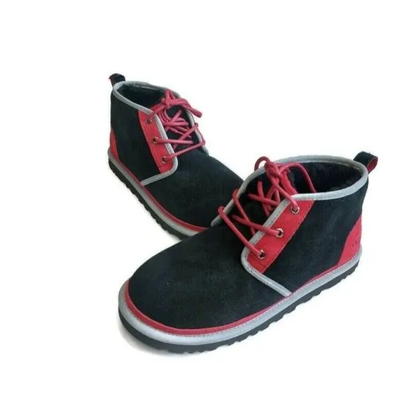 UGG Neumel Ankle Chukka Casual Suede Boots Mens Size 9 Red Black 3236