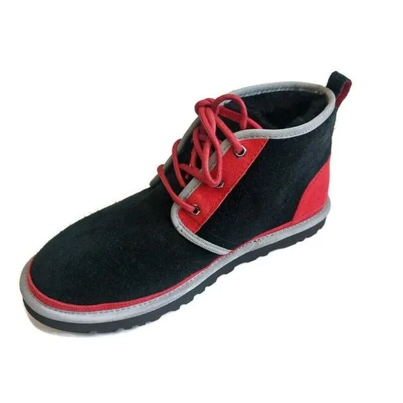 UGG Neumel Ankle Chukka Casual Suede Boots Mens Size 9 Red Black 3236