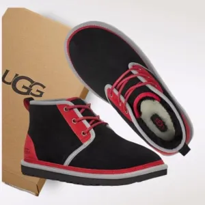 UGG Neumel II Men's Suede Chukka Boots in Black &amp; Red NEW