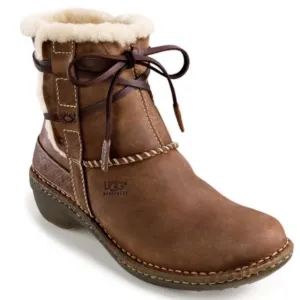 UGG Nubuk Cove Sherpa Suede Leather Brown Short Boots