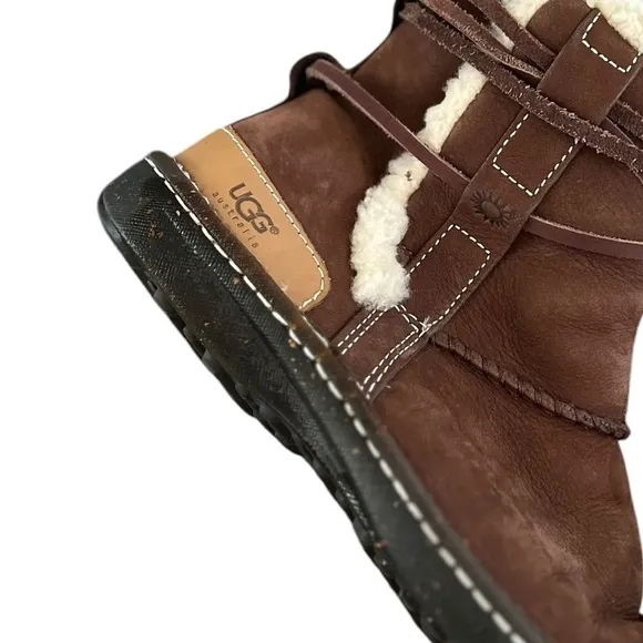UGG Nubuk Cove Sherpa Suede Leather Brown Short Boots