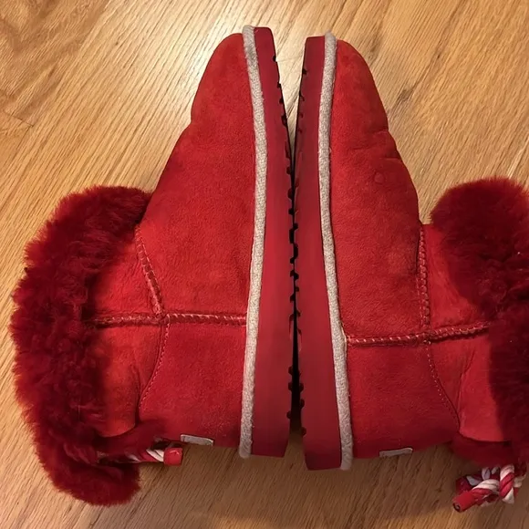 Ugg Selene Boot Red Suede Nautical Back Rope Tie Size 5