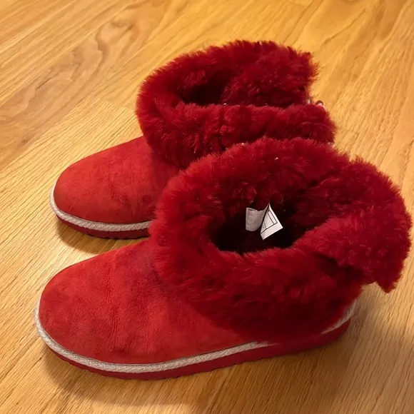 Ugg Selene Boot Red Suede Nautical Back Rope Tie Size 5