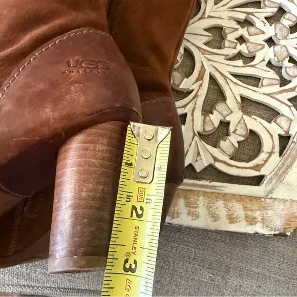 UGG Suede Leather Brown Heels Boots Women’s 9