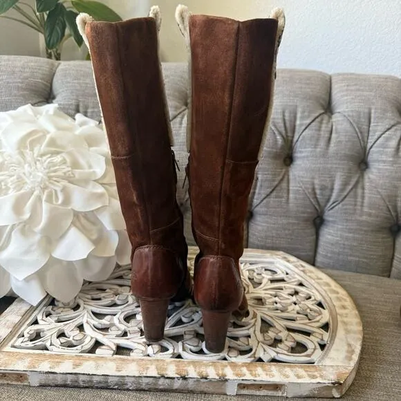 UGG Suede Leather Brown Heels Boots Women’s 9