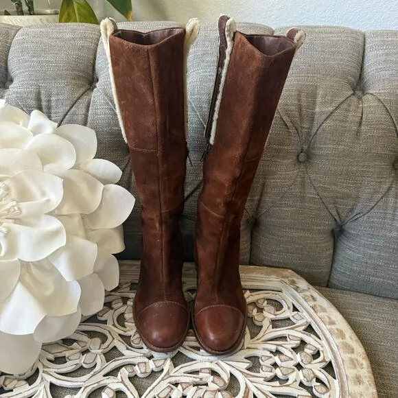 UGG Suede Leather Brown Heels Boots Women’s 9