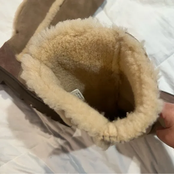 UGG SUNBURST TALL CHESTNUT WATER-RESISTANT SUEDE FUR WOMEN BOOTS SIZE 7