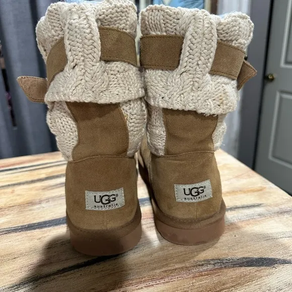 UGG Tan Suede Knit Cuff Boots