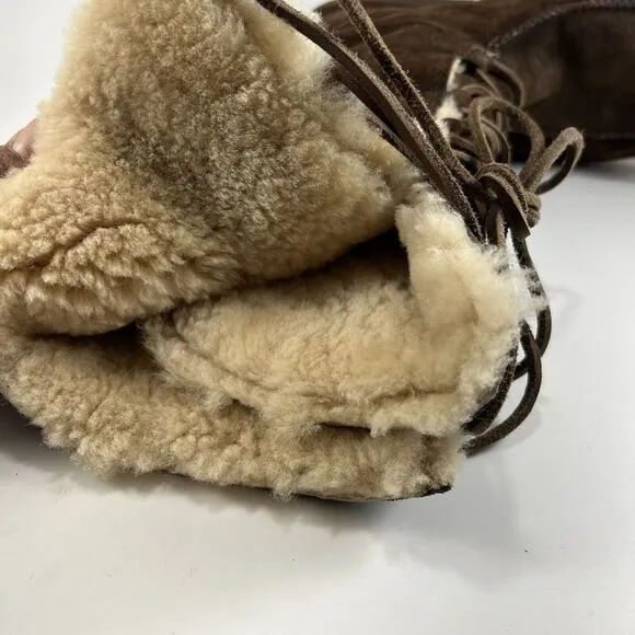 UGG Whitley Brown Suede Winter Moccasin Boots Tall Lace Up 5190 Womens Size 9