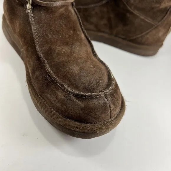 UGG Whitley Brown Suede Winter Moccasin Boots Tall Lace Up 5190 Womens Size 9