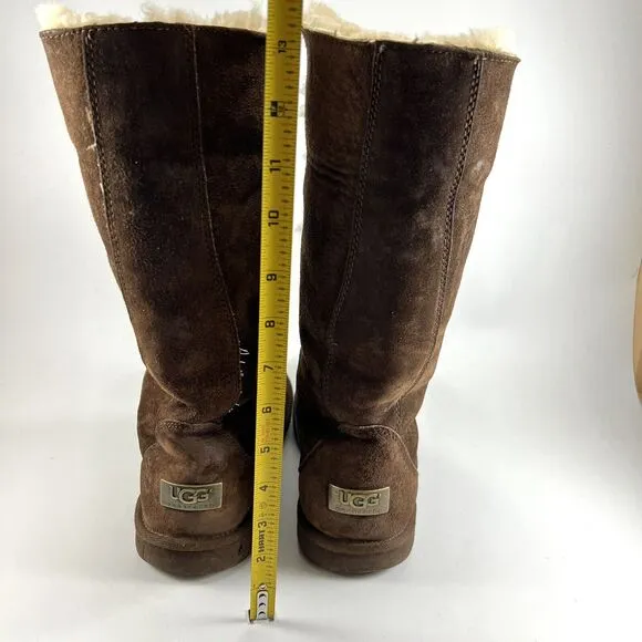 UGG Whitley Brown Suede Winter Moccasin Boots Tall Lace Up 5190 Womens Size 9
