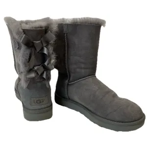 UGG Women's Bailey Bow II BOOTS slip on suede black 1016225 Size 7
