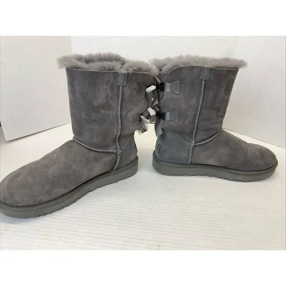 UGG Women's Bailey Bow II BOOTS slip on suede black 1016225 Size 7