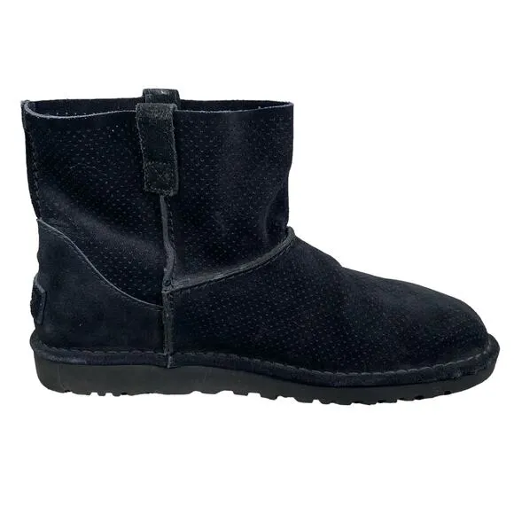 UGG Women’s Classic Mini Black Perforated Unlined Boot Size US 9