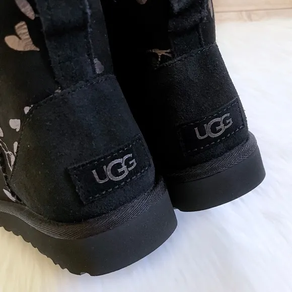 UGG Women’s Classic Mini Floral Foil Black Boots