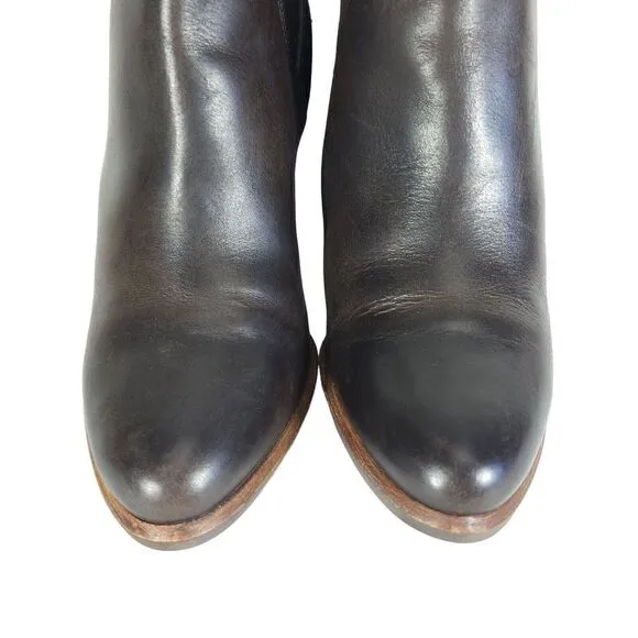 UGG Women's Poppy US 7 Brown Leather Heeled Pull on Chelsea Booties Boots