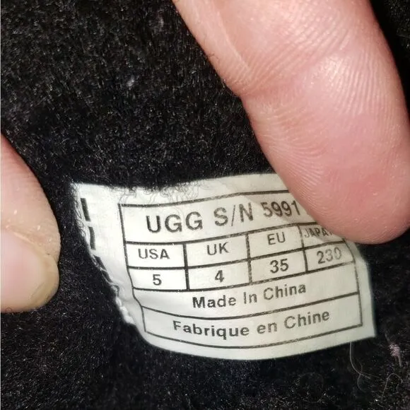 Ugg Black Leather Woollined Boots