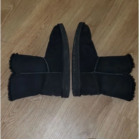 Ugg Black Leather Woollined Boots