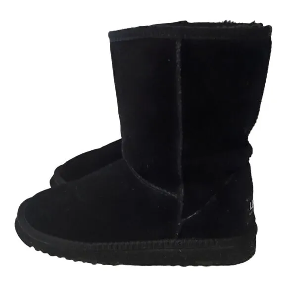 Ugg Classic Short Boot US Sz 7 Black Suede Wool Sheepskin Y2K Bootie Womens