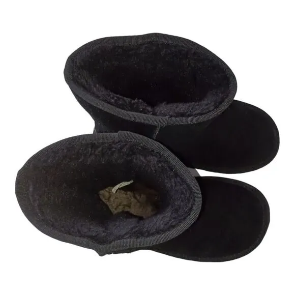 Ugg Classic Short Boot US Sz 7 Black Suede Wool Sheepskin Y2K Bootie Womens