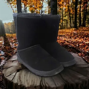 Ugg Classic Short Boot US Sz 7 Black Suede Wool Sheepskin Y2K Bootie Womens