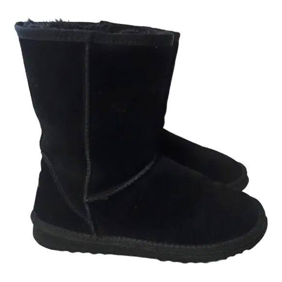 Ugg Classic Short Boot US Sz 7 Black Suede Wool Sheepskin Y2K Bootie Womens