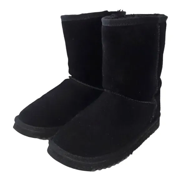 Ugg Classic Short Boot US Sz 7 Black Suede Wool Sheepskin Y2K Bootie Womens