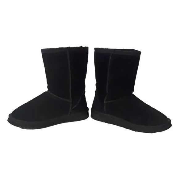 Ugg Classic Short Boot US Sz 7 Black Suede Wool Sheepskin Y2K Bootie Womens
