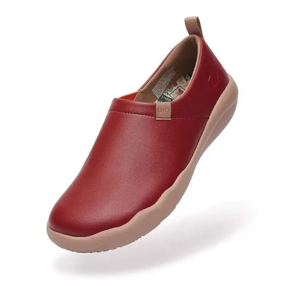 UIN Women's Walking Shoes Slip On Casual Loafers Comfort Sneaker (Fire Brick)
