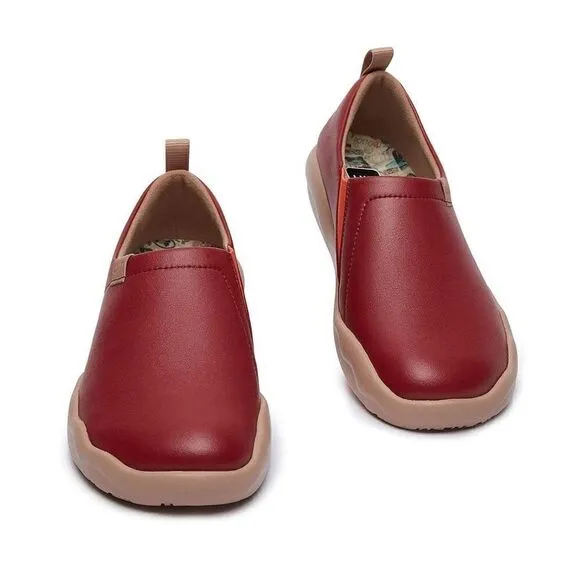 UIN Women's Walking Shoes Slip On Casual Loafers Comfort Sneaker (Fire Brick)