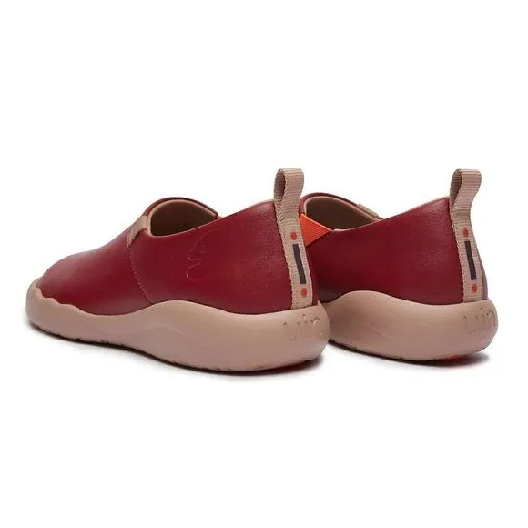 UIN Women's Walking Shoes Slip On Casual Loafers Comfort Sneaker (Fire Brick)