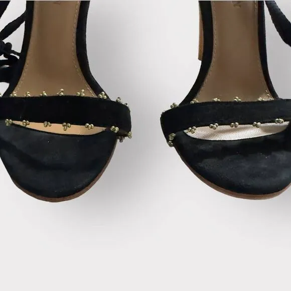 Ulla Johnson Danielle Tassel High Heel Stiletto Sandals Black Women's Sz 38/US 8